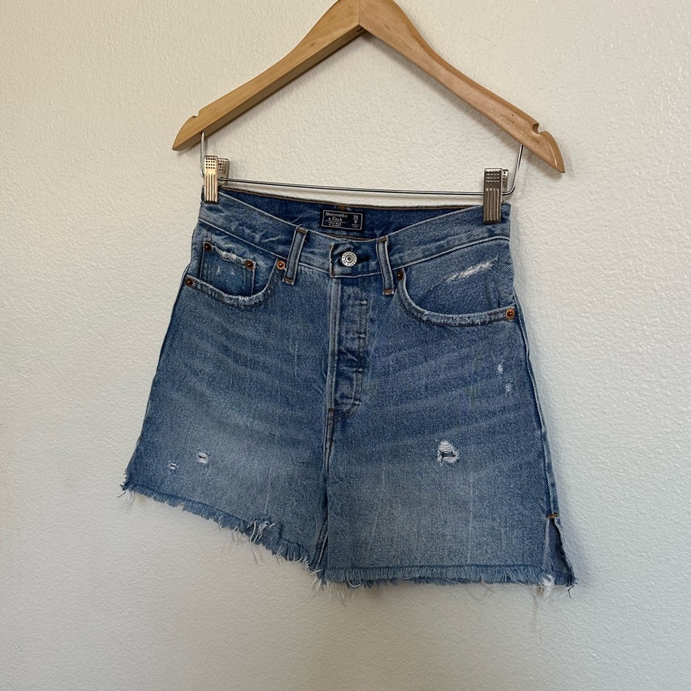 Abercrombie & Fitch Light Blue Distressed Jean Shorts - Picture 2 of 8